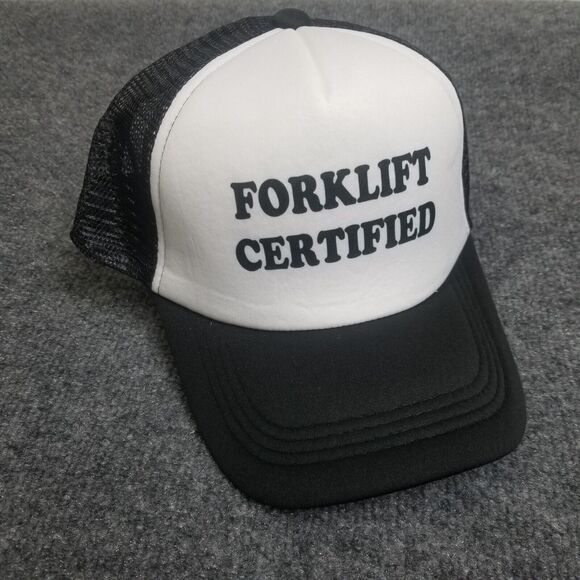 Brand new! Black and white Forklift Certified trucker hat snapback cap snap back - Picture 1 of 4